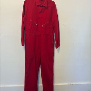 Walls Vintage Men’s Red Boilersuit with Zipper Accents 31” inseam